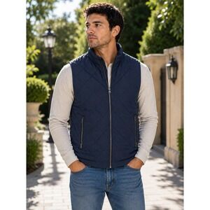 Goodfellow & Co Men's Quilted Puffer Vest Navy Blue XL Full Zip